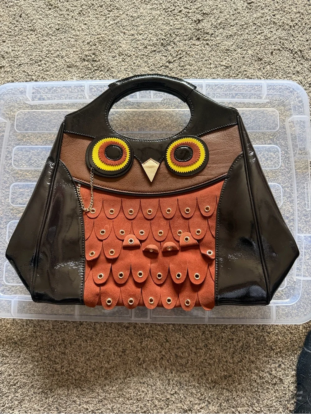 Kate Spade Maximillian Maxwell Owl Tote featuring patent leather and suede